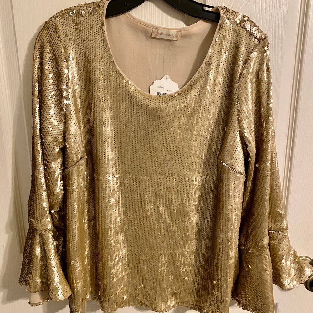 Altered State Large Gold Sequin Top Blouse